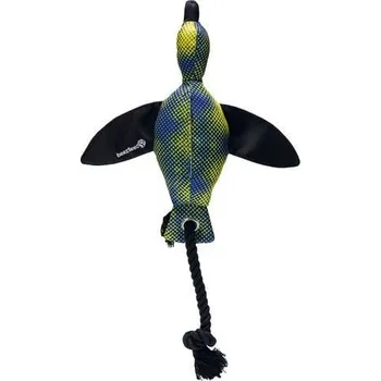 Hračka pro psa Hračka pro psy, kachna s lanem, modro - žlutá, 49 cm