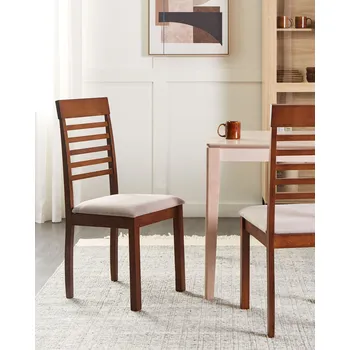 Jídelní židle Sada 2 jídelních židlí taupe čalouněné polyester tmavé kaučukové dřevo kuchyň jídelna Beliani