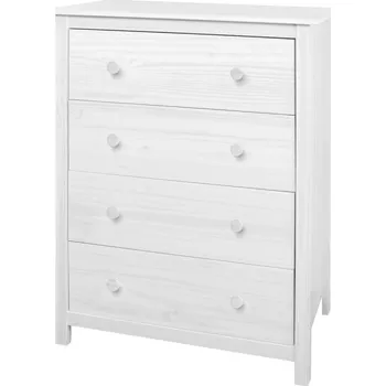 Komoda Komoda DWAYNE 4S, masiv borovice bílá + vyzvednutí ZDARMA