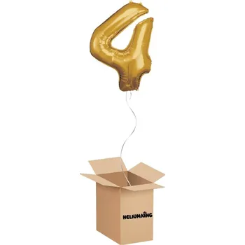 Party dekorace HeliumKing Balónový box - Narodeninové číslo 4 zlatý 86 cm