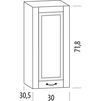 Kuchyňská linka SNOW, horní skříňka 30B, korpus bílý, dvířka bílé MDF + vyzvednutí ZDARMA