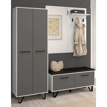 Předsíňová stěna Předsíň PRUDHOE, craft bílý/grafit, 5 let záruka + vyzvednutí ZDARMA