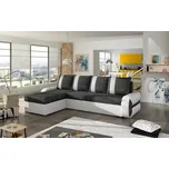 Rohová sedačka MENKET 2, černá látka/bílá ekokůže + 4x OVĚŘENO zákazníky + vyzvednutí ZDARMA