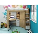 Multifunkční postel LENY pravá, dub artisan/bílá, 5 let záruka +možnost VÝNOSU + vyzvednutí ZDARMA