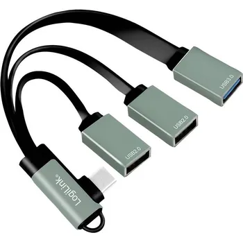 USB hub LogiLink UA0361 3 porty USB-C® (USB 3.1) Multiport hub stříbrná
