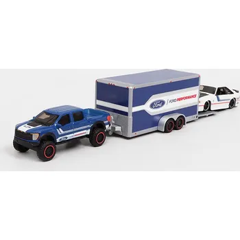 autíčko Ford F150 SVT Raptor 2021 + přívěs + Ford SVT Cobra 1993 1:64 - Maisto Ford F-150 SVT Raptor 2021 + car trailer "Ford Performance" + Ford SVT Cobra 1993 - kovový model 1/64