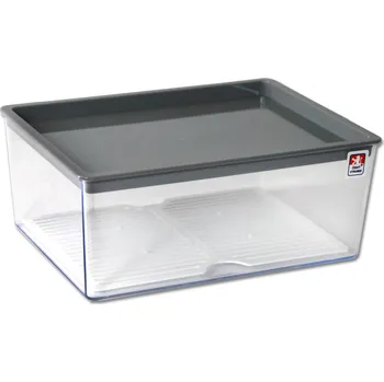 Dóza na potraviny PETRAplast Plastová krabice nízká 1250 ml s mřížkou Barva: Zelená