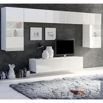 Obývací stěna Obývací stěna CALABRINI b | 300 cm | 5 dílů D | bílá lesk