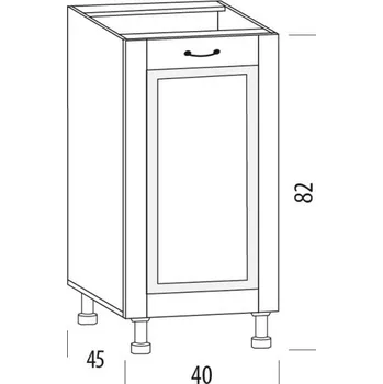 Kuchyňská linka SNOW, dolní skříňka 40H, korpus bílý, dvířka šedé MDF + vyzvednutí ZDARMA