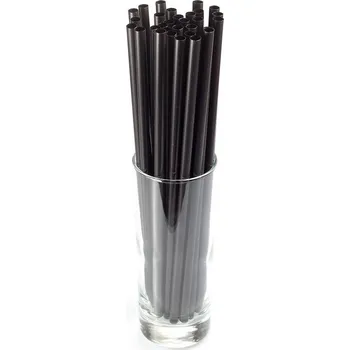 Plastové brčka JUMBO 8 x 255 mm, černá, 150ks - znovu použitelná, bez BPA