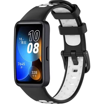 Příslušenství k chytrým hodinkám eses Silikonový řemínek dírkovaný pro Huawei Band 8, 9 a 10 - Černo bílý