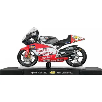 autíčko Aprilia RSV 250 #46 Test Jerez 1997 1:18 - Leo Models časopis s modelem Aprilia RSV250 N46 Test Jerez Nastro Azzuro - sběratelský model