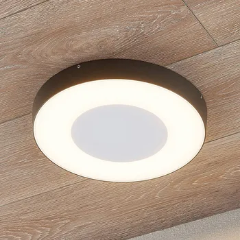 Lampička Lucande LED venkovní stropní svítidlo Sora, kulaté, senzor, IP54 bílá, tmavě šedá 1 x 25 W LED - Doprava zdarma