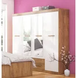 Skříň GATTON 4D4S, dub burgundský/bílý lesk, 5 let záruka + vyzvednutí ZDARMA