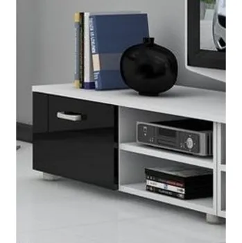 Televizní stolek Krátký televizní stolek FARGONA, bílá/černý lesk, 5 let záruka + vyzvednutí ZDARMA