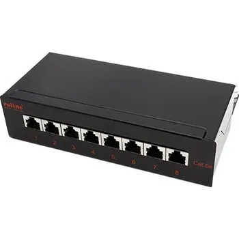 Patch panel ROLINE Patchpanel mini kat. 5e STP, 8 portů, černý