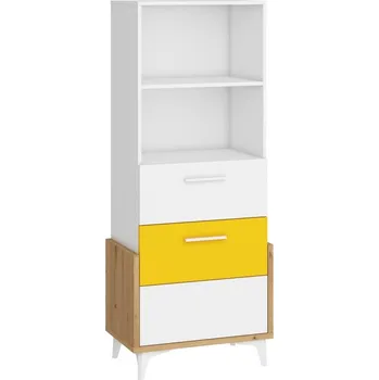 police Regál LEPON 65S, dub artisan/bílá/žlutá, 5 let záruka + vyzvednutí ZDARMA