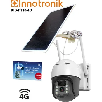 Bezpečnostní kamera Solární otočná 4G IP kamera Innotronik IUB-PT18-4G (zcela bezdrátová, 2.0Mpix, 4G LTE, solární panel + Li-Ion baterie)