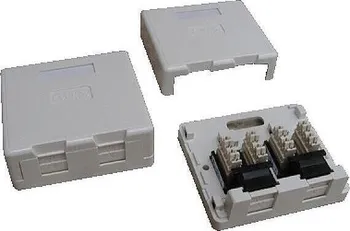 Elektrická zásuvka DATACOM Datová zásuvka UTP CAT6 2xRJ45 na omítku (protiprachová) bílá
