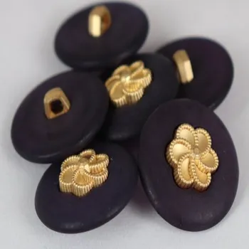 Knoflík Knoflík dámský DILL 3116/36 MODRÝ/ZLATÝ KOVOVÝ -