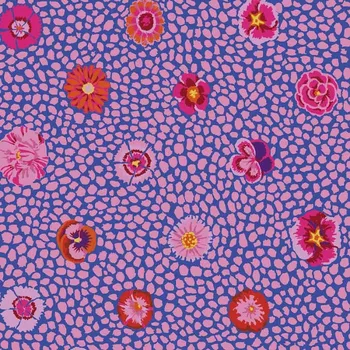 Free Spirit Kaffe Fassett Guinea flower Pink květovaná vícebarevná bavlněná látka patchwork