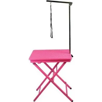 Dílenský stůl Skládací upravovací stůl malý s držákem na psa Barva: růžový