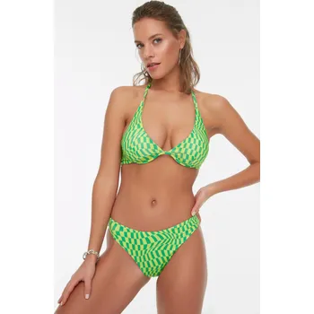 Dámské plavky Bikiny spodní díl Trendyol Patterned Trendyol světle zelená 1852974