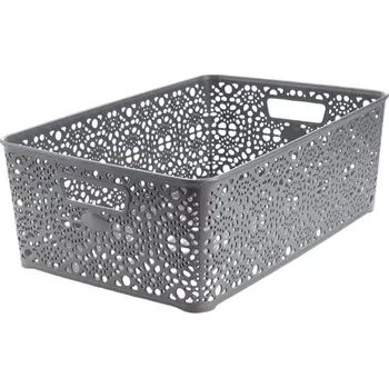 Odpadkový koš Mega Plast, Košík MONAKO XL, 14 × 39 × 27 cm, šedá metalíza