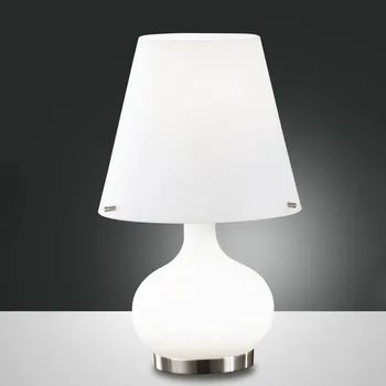 Lampička Fabas Luce Stolní lampa Ade, výška 33 cm, bílá, sklo bílá, nikl 1 x 60 W E14 (bez) + 1 x 3 W G9 LED (včetně) - Doprava zdarma