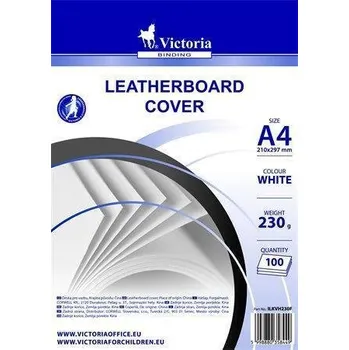 Barevný papír VICTORIA OFFICE Zadní strana pro kroužkovou vazbu, A4, 230 g, matná, bílá, VICTORIA