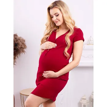 Těhotenské noční prádlo FMM Těhotenská a kojící košile 3v1 bordó bavlněná Velikost: 3XL