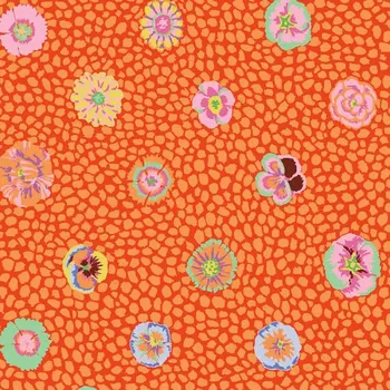 Free Spirit Kaffe Fassett Guinea flower Apricot květovaná vícebarevná bavlněná látka patchwork