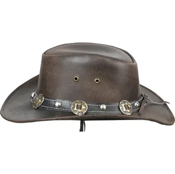 Klobouk Australský hnědý klobouk kožený - CONCHO SCIPPIS Velikost: 57 cm (M)