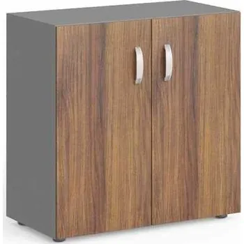 Policová skříň Nízká skříň Manager 79,9 x 42,2 x 80 cm, ořech warmia / šedá