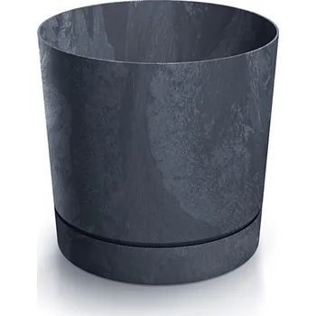 Květináč Velký květináč s miskou - TUBO BETON antracit 30 cm