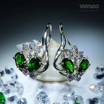 Náušnice Carmen – náušnice se swarogreeny a čirými zirkony, Materiál: Bílé zlato, ryzost 585/1000