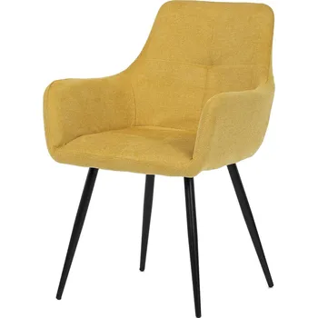 Jídelní židle Židle jídelní, žlutá látka, černé kovové nohy