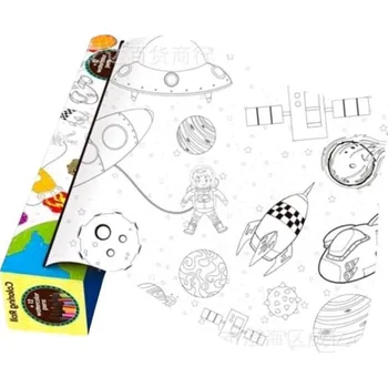 omalovánky Vesmírné putování Kreativní látkové omalovánky v roli vč. 6 pastelek 100 × 20 cm