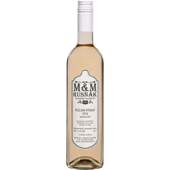 Ryzlink rýnský 2023, moravské zemské víno, Rodinné vinařství M&M Rusňák, polosuché