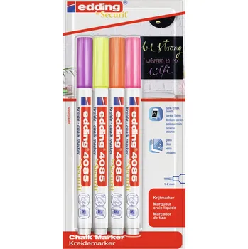 Křídový popisovač, smazatelný, vícebarevný Edding 4 ks
