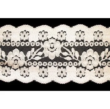 Stuha Krajka silonová 73193 75mm - Vanilková, 75 mm