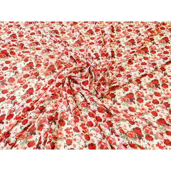 Šifon s potiskem Barva: Red flowers