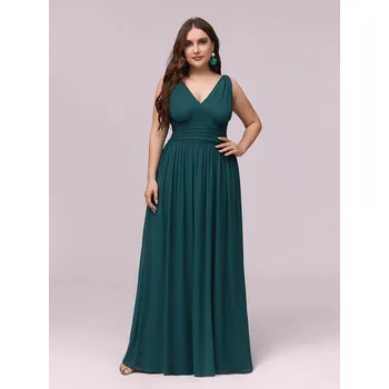 Dámské šaty Elegantní maxi šaty s řasením v pase Barva: Tyrkysová, Velikost: 8XL