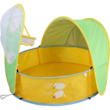Dětský bazének SEFIS Skládací dětský bazén se střechou 100 x 25 cm žlutý/zelený