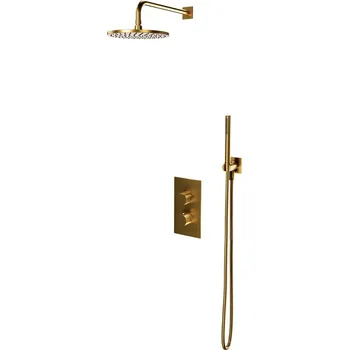 Sprchový set Omnires Contour sprchová sada pod omítku s termostatem s dešťovou sprchou zlatá SYSCT11GLB