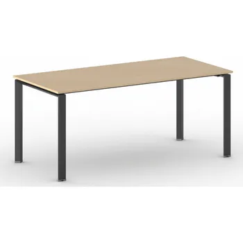 Psací stůl Jednací kancelářský stůl PRIMO INFINITY, 180x90 cm, černá podnož, buk