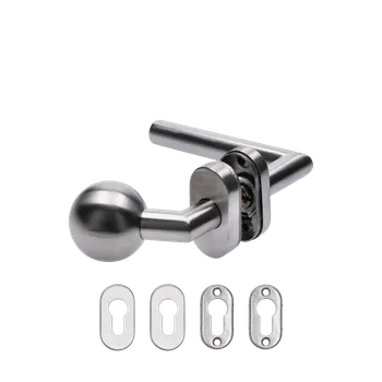Dveřní kování KOVIAN, s.r.o. Kľučka (P) + guľa (otočná), vrátane rozety, brúsená AISI304