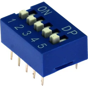 Elektronická součástka Kaifeng DIP přepínač 5pólový RM2.54 modrý