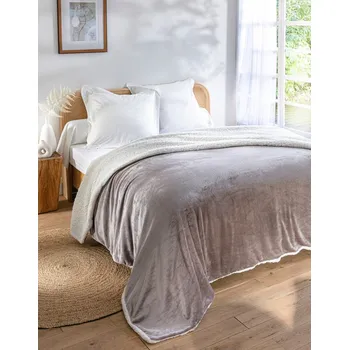 Blancheporte Oboustranná deka sherpa a fleece hnědošedá 75x100 cm