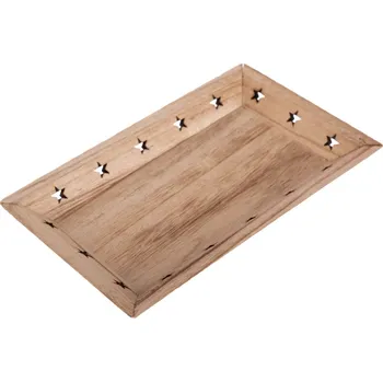 Dřevěný podnos Hvězda přírodní, 25 x 3,5 x 15 cm